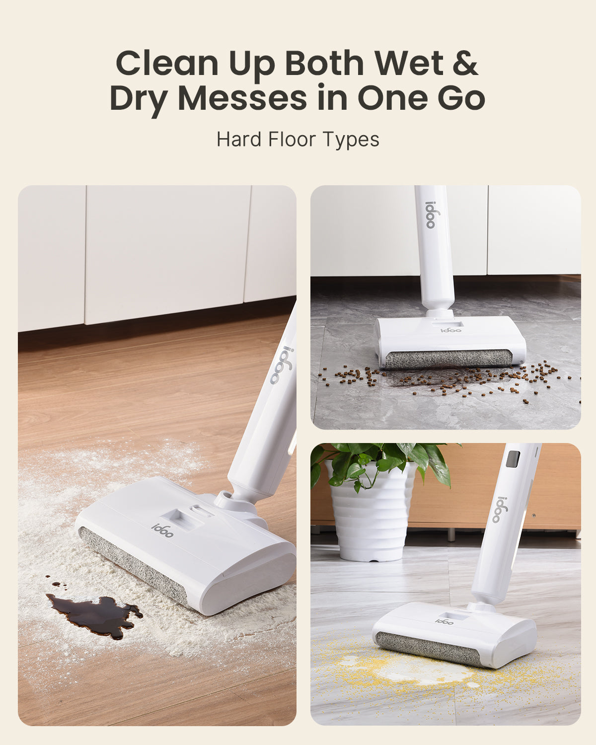 iDOO Electric Mop, Upgraded Wet Dry Cleaner Self Cleaning Cordless Mop Electric Mop