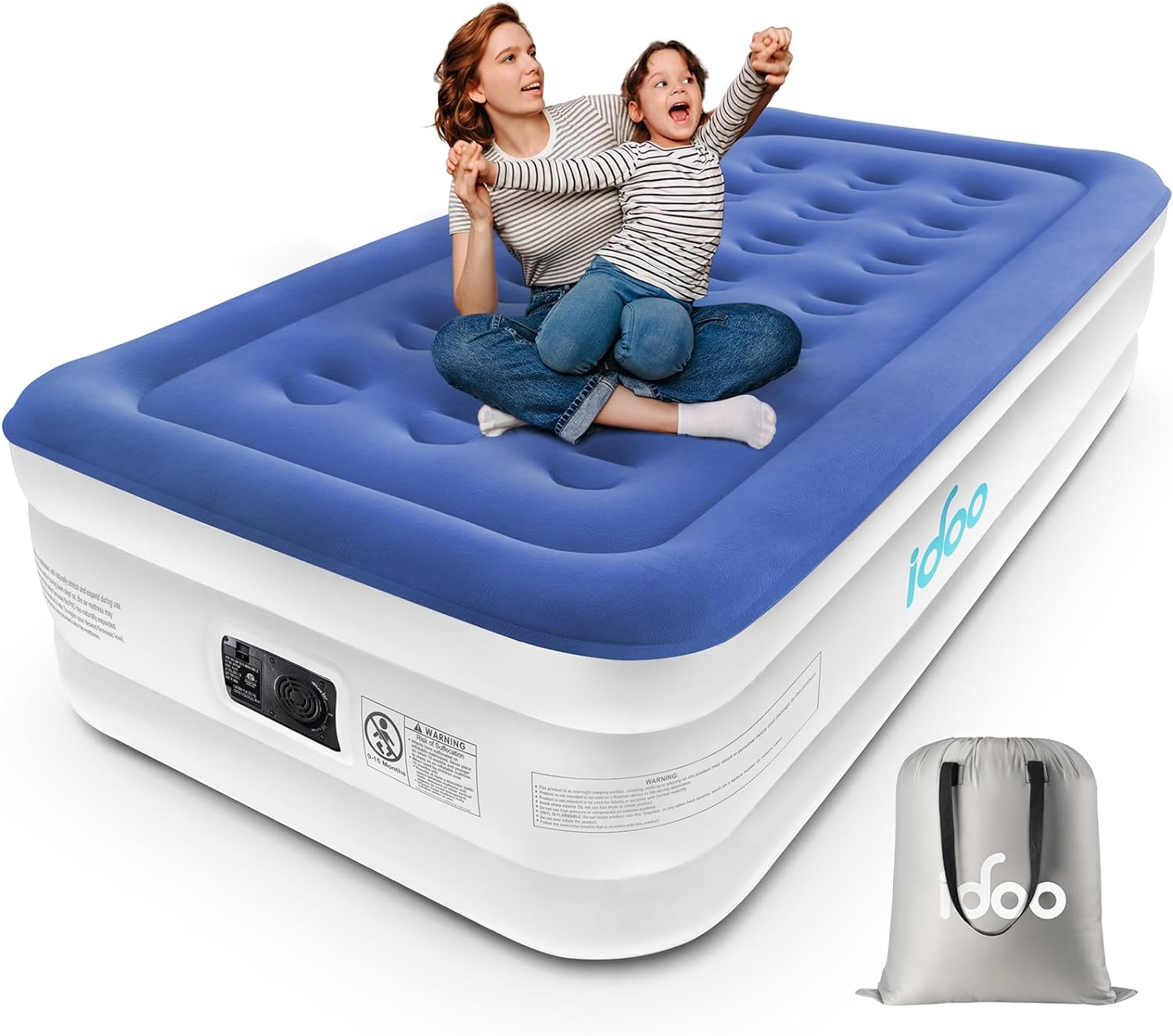 iDOO Single Air Bed, Inflatable Bed with Built-in Electric Pump