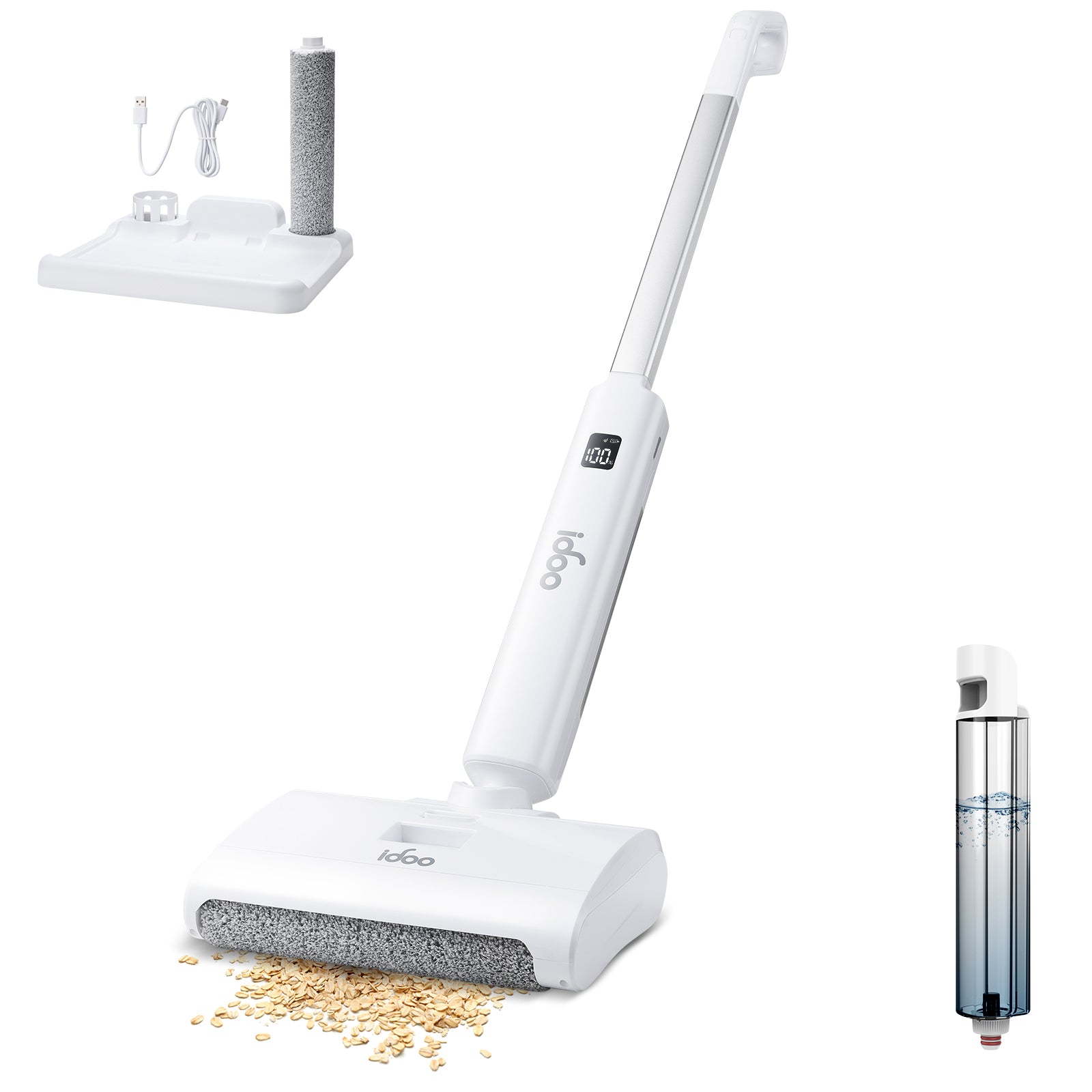 iDOO Electric Mop, Upgraded Wet Dry Cleaner Self Cleaning Cordless Mop Electric Mop
